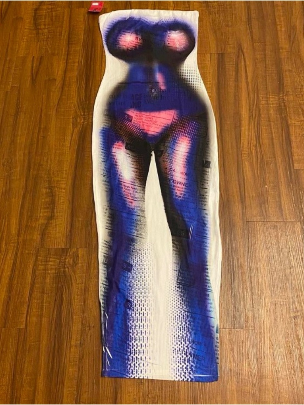 New Women’s Illusion Bodyprint Midi Skirt - White & Blue